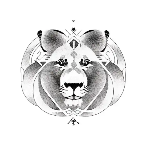 5 ANIMALS LION PANDA RABIT FOX FROG, LINE SKETCH tattoo design idea