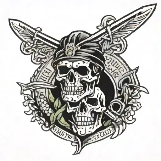 skull fighter martial art with the words "si vis pacem para bellum" tattoo design idea