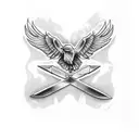 Raven cross a sword tattoo design idea