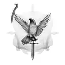 Raven cross a sword tattoo design idea