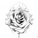 rose with clock, cross, and lamb tattoo design idea