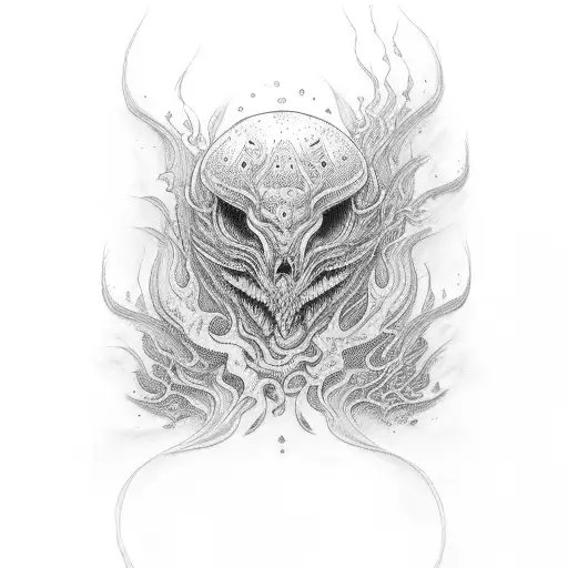 oil flow transitioning to fire  tattoo design idea