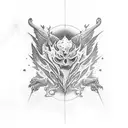 oil flow transitioning to fire tattoo design idea