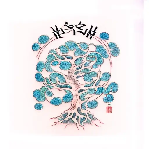Japanese "Tree Of Life Spiritual" Tattoo Idea BlackInk AI