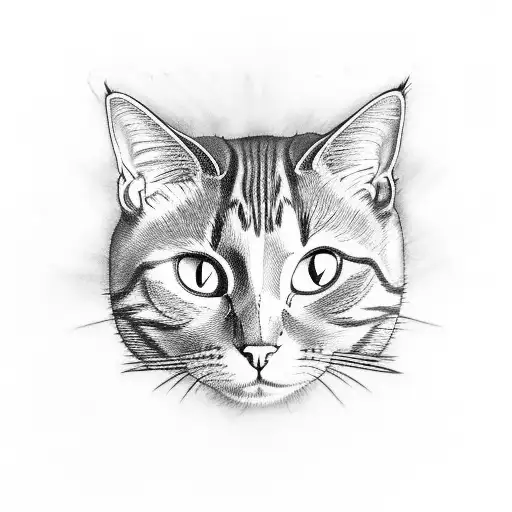 cat skull  tattoo design idea
