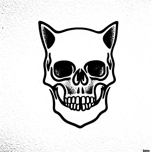 skull of a cat tattoo design idea