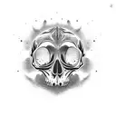 cat skull  tattoo design idea