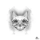 cat skull  tattoo design idea