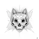 cat skull  tattoo design idea