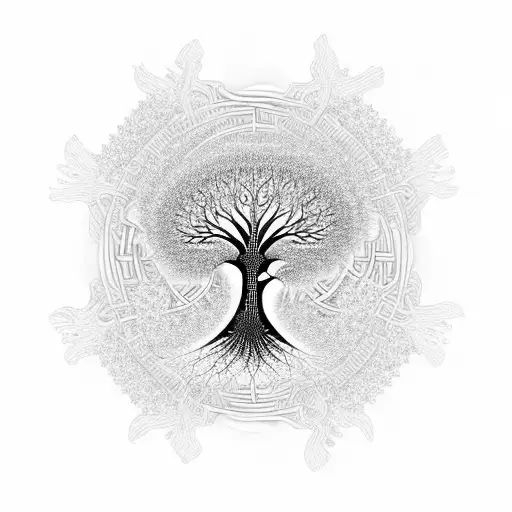 Tree of life fractals tattoo design idea