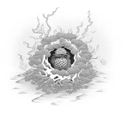 Bees nest in a bonsai tree tattoo design idea