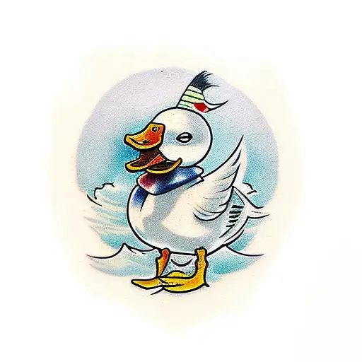 A duck giving a thumbs up tattoo design idea