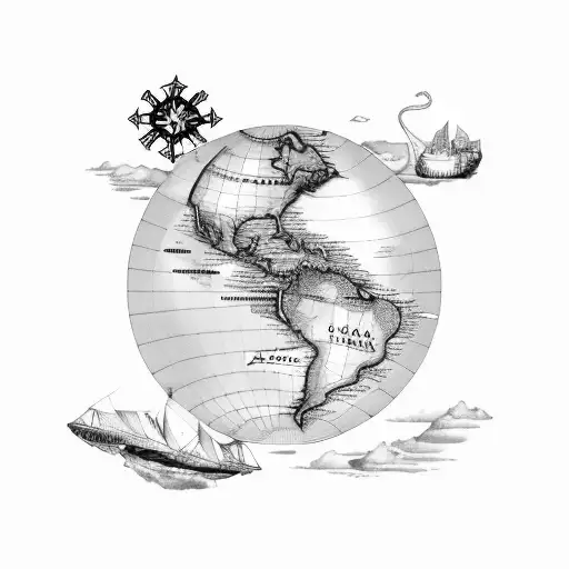 nautical map Venezuela and colombia tattoo design idea