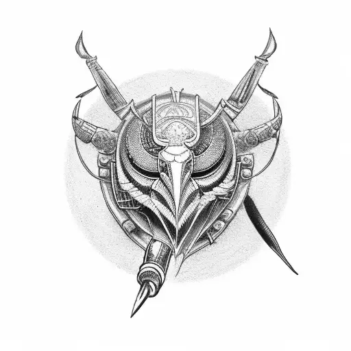 gladiateur avec une épée et un crane a tattoo design idea