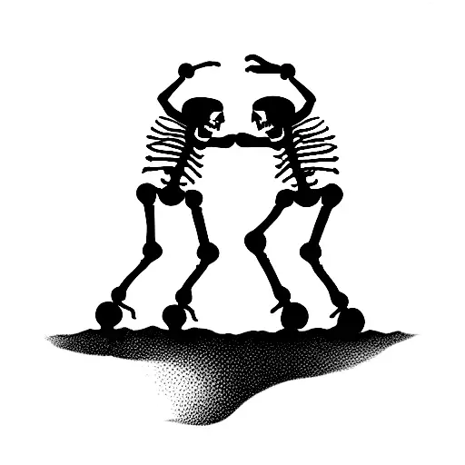 dancing skeletons tattoo design idea