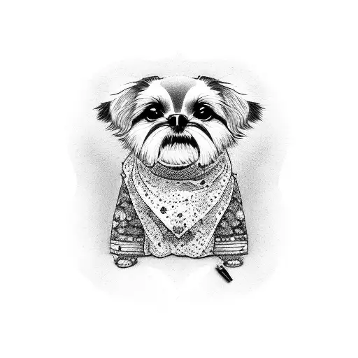 shitzu dog tattoo design idea