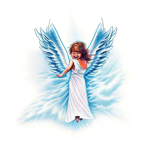 angel falling  tattoo design idea