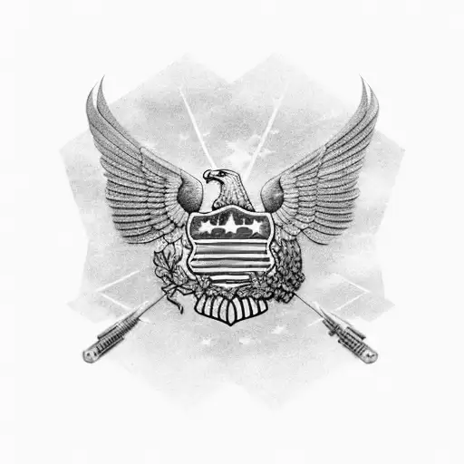 A stunning portrait of an Air Force veteran with a backdrop of the American flag, capturing the pride and sacrifice tattoo design idea