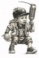 hiphop child with microphon tattoo design idea