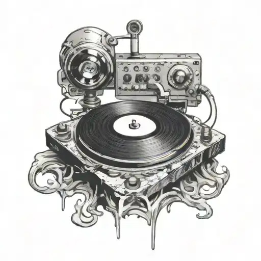 dusco ball on a turntable Dj tattoo design idea