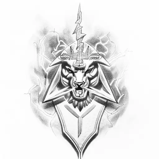 zeus body with lightning  tattoo design idea