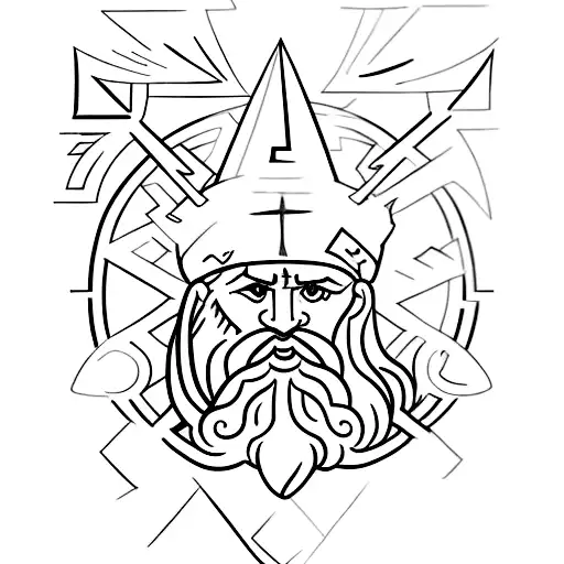 zeus minimalist with lightning  tattoo design idea