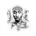 2pac smiling  tattoo design idea
