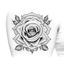 arm sleeve with roses, vines, magic circles tattoo design idea