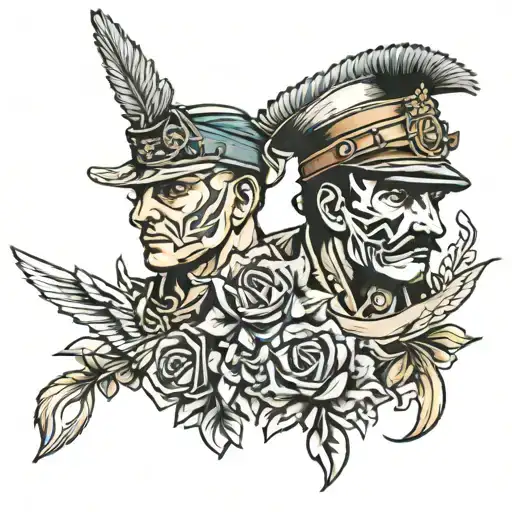 2 elite soldiers, named brave children 2°09 tattoo design idea