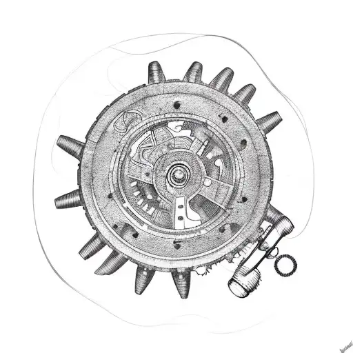 Create a detailed mechanical ant with gears and cogs inspired by engineering tattoo design idea