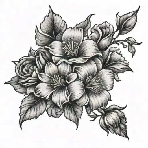 flowers blooming tattoo design idea