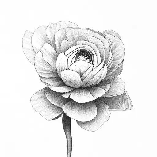 ranunculus flower tattoo design idea