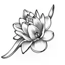 Lily of the valley, water lily, gladiolus tattoo cover a heart paw print tattoo design idea
