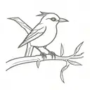 A minimalist bird perched on a branch or palm tree tattoo design idea