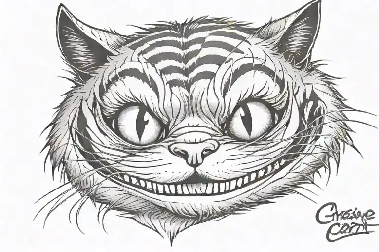 cheshire cat smile tattoo design idea