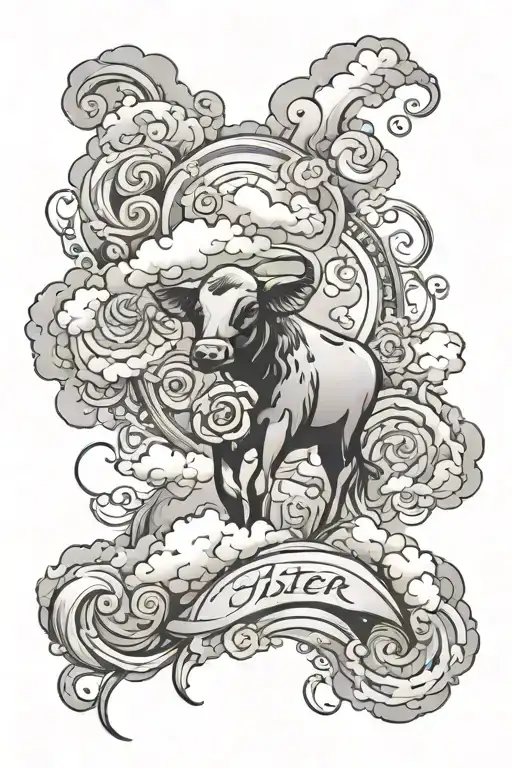 Create a tattoo for my calf that has a 25 words about my little sister and being her protector. Have clouds in the back tattoo design idea
