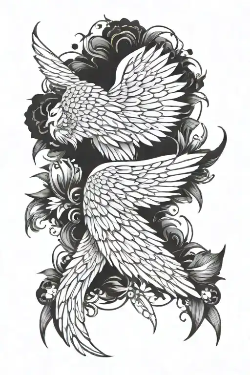 angel wings on the back tattoo design idea