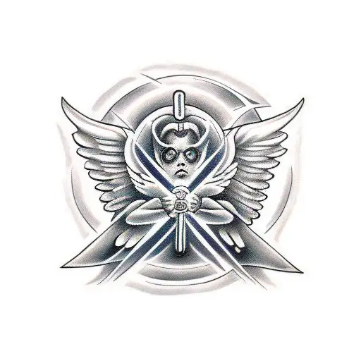 angel, demon, circle, fibonacci,wings, man, bodybuilder tattoo design idea