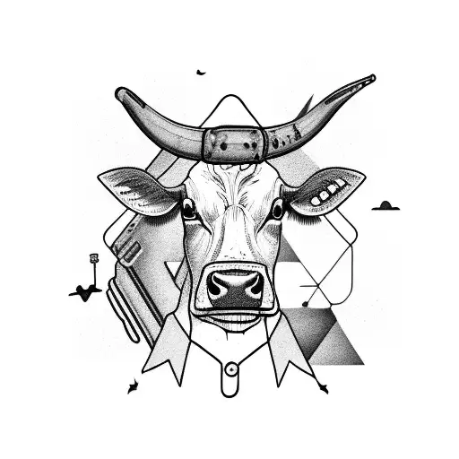 cow being abducted by aliens ship tattoo design idea