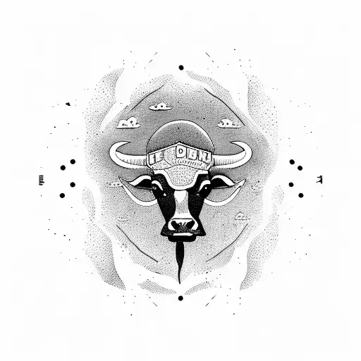 alien abducting cow tattoo design idea