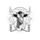 cow being abducted by alien ship tattoo design idea