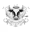 alien abducting cow tattoo design idea