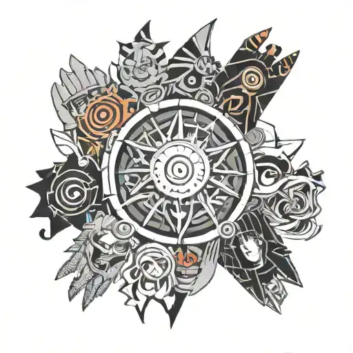 naruto themed hand tattoo with all of main characters  tattoo design idea