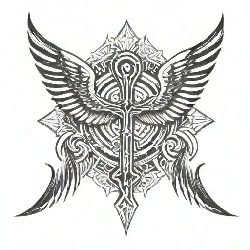 fenix and ankh symbol tattoo design idea
