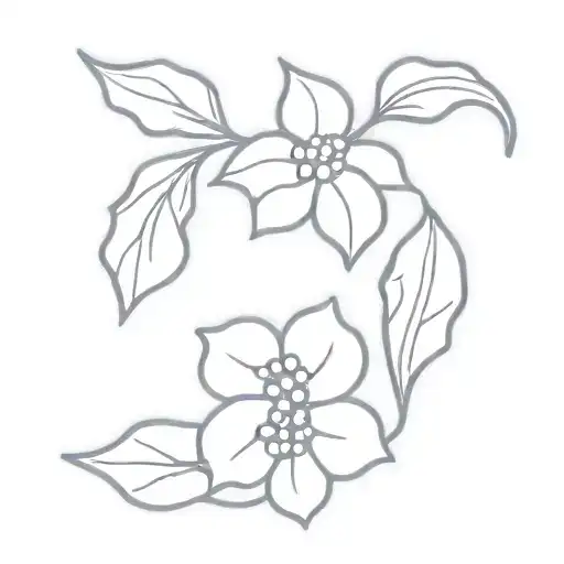 violet flower and holly berry flower intertwined fineline  tattoo design idea
