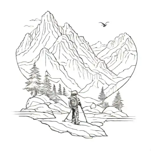Backpacking Mountain tattoo design idea