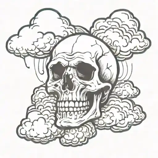 crying  skull Clouds heaven tattoo design idea