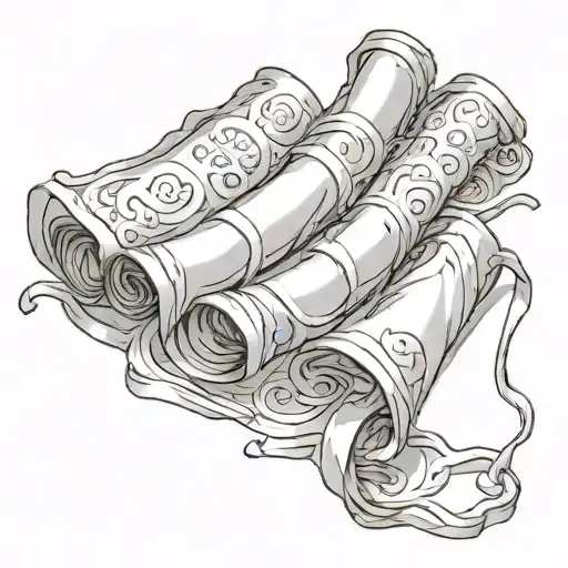 burnt scroll wrapped tattoo design idea
