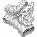 burnt scroll wrapped tattoo design idea