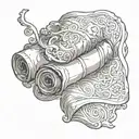 burnt scroll wrapped tattoo design idea
